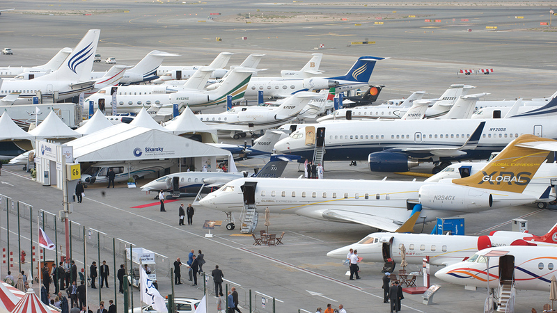 الفعاليات مثل «إكسبو 2020 دبي» وكأس العالم في قطر أسهمت في تحفيز الطلب على طيران الأعمال. أرشيفية