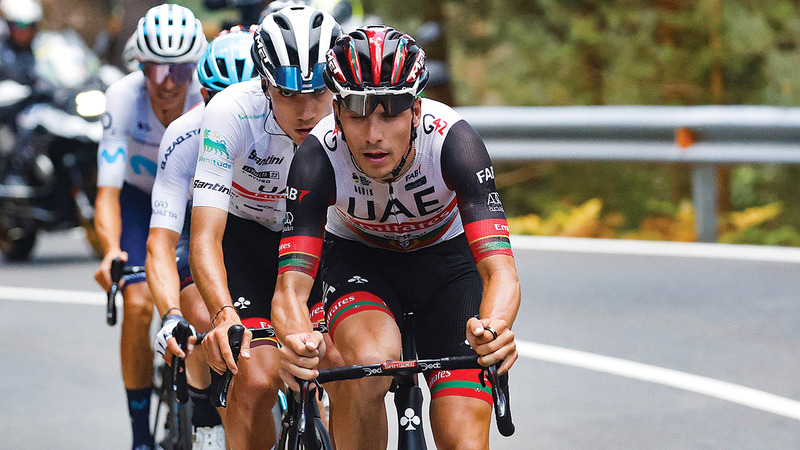 UAE Team Emirates rider Ayuso takes the podium at Tour Spain