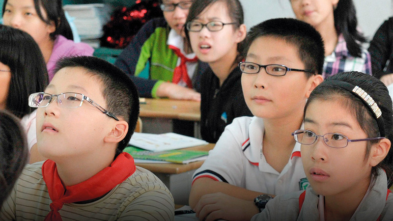 قصر النظر منتشر بكثرة في مدارس الصين.   من المصدر
