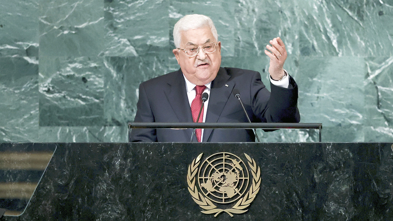 محمود عباس أطلق مرة أخرى دعوة حماسية من أجل الاعتراف بفلسطين عضواً كاملاً في منظمة الأمم المتحدة. أ.ب