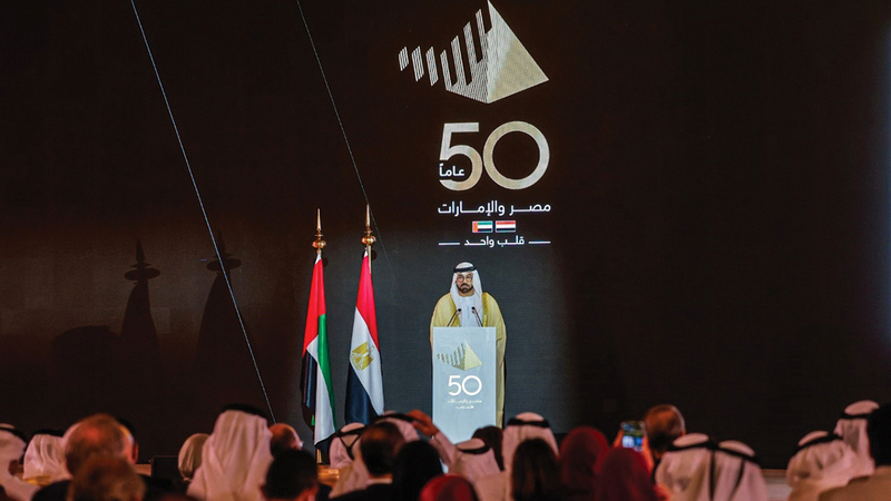 القرقاوي أكد خلال كلمته أن قائدي البلدين يتطلعان للمستقبل ويبنيان أسساً تنهض بالأمة العربية. من المصدر