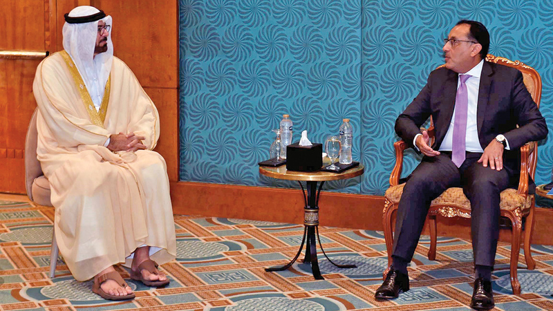 مدبولي التقى القرقاوي ضمن فعاليات الـ50 عاماً. من المصدر