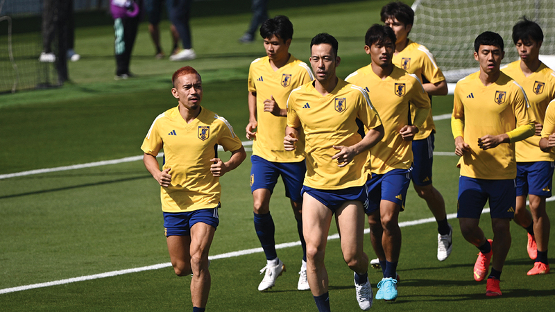 من تدريبات منتخب اليابان. أ.ف.ب