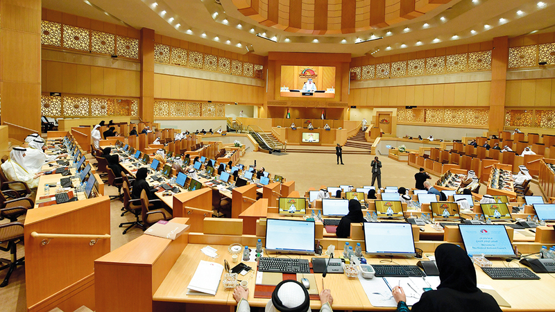 «الوطني» يناقش في جلسته الثانية مشروعي قانونين اتحاديين الأول في شأن الرياضة والثاني في شأن تنظيم الهيئة العامة للرياضة. من المصدر