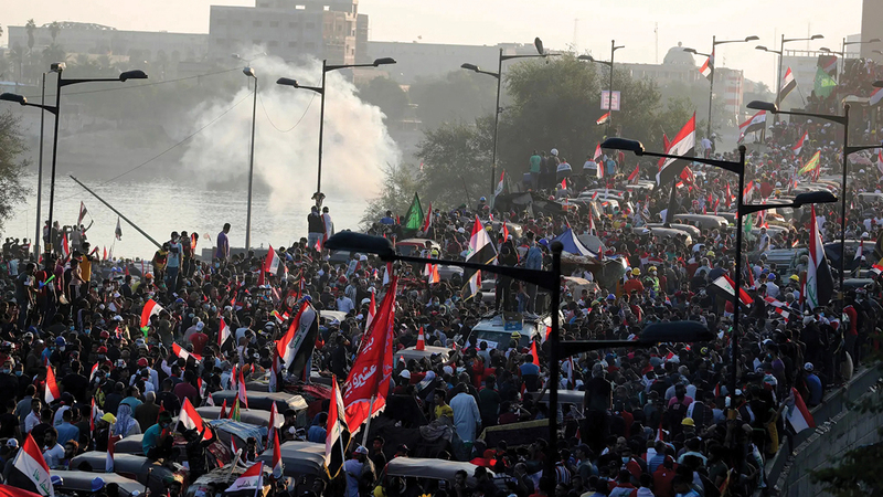 تظاهرات العراق يمكن أن تتجدد في حال فشل الحكومة.     أ.ب