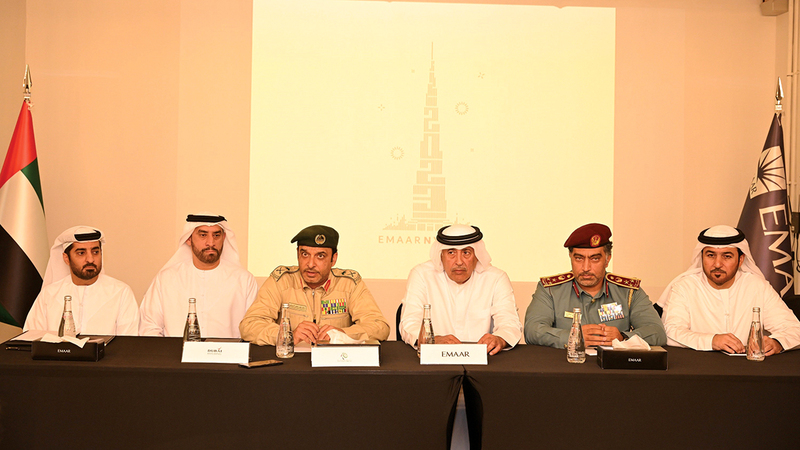 خلال المؤتمر الصحافي الذي عقدته اللجنة التنفيذية لتأمين الأحداث الدولية والمحلية في إمارة دبي.   من المصدر