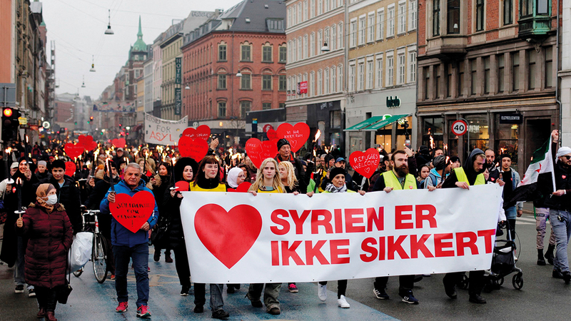 احتجاج ضد سياسة الحكومة الدنماركية حيال المهاجرين السوريين.  أرشيفية