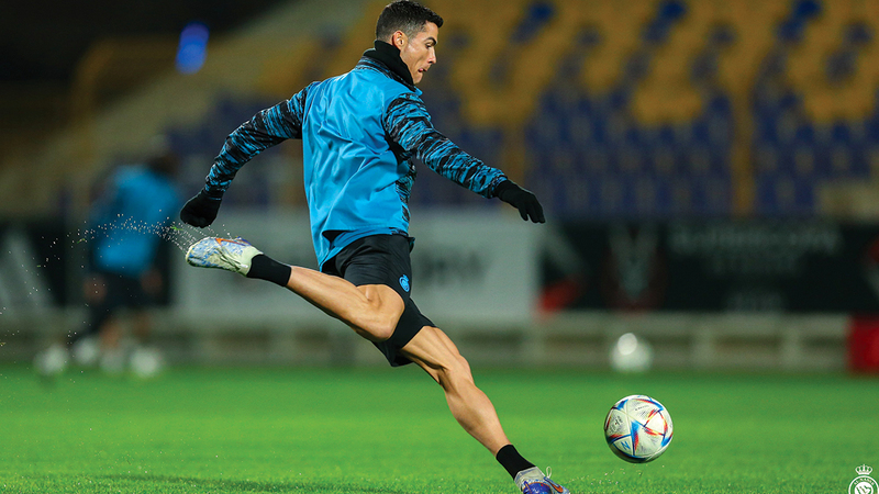 رونالدو في تدريبات  فريق النصر السعودي. من المصدر