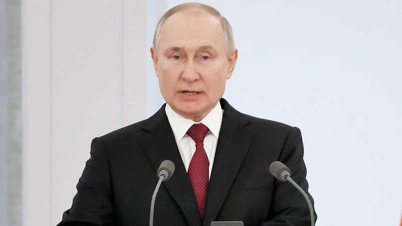 بوتين قال في خطابه إن الغرب هو الذي بدأ الحرب وإن روسيا استخدمت القوة لوقفها. إي.بي.إيه