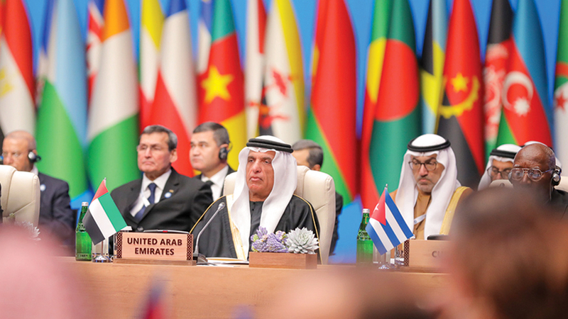 &nbsp;حاكم رأس الخيمة، خلال ترؤسه وفد الدولة في اجتماع قمة حركة عدم الانحياز. وام &nbsp;