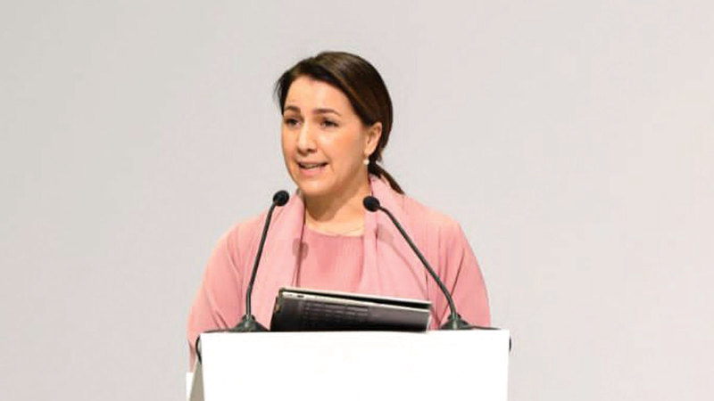 مريم المهيري خلال افتتاح مؤتمر دبي الدولي للفروسية.  وام
