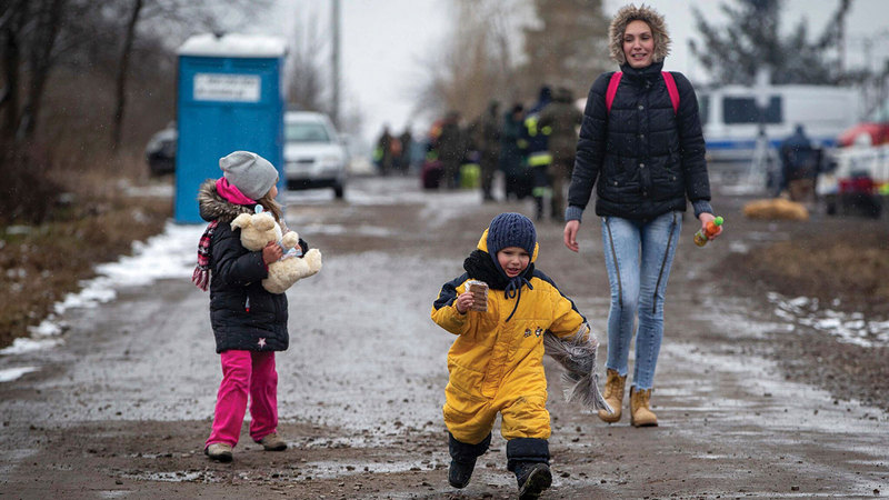الأطفال الأوكرانيون كانوا من ضحايا الحرب أيضاً.   أ.ب