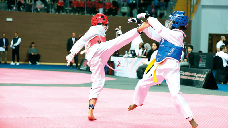 من منافسات التايكواندو.  من المصدر