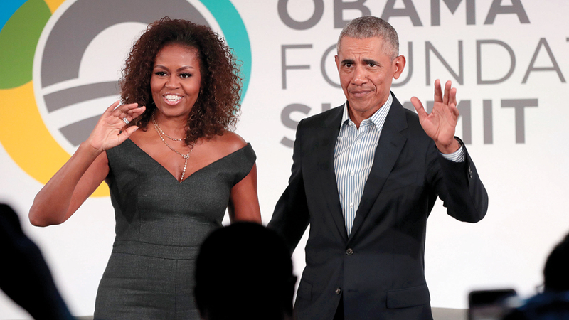أوباما أثنى على زوجته بعيد الأم وقدر لها عطاءها. غيتي