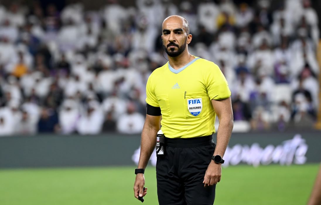 Adel Al-Naqbi officiates the match between Kuwait and Nouadhibou in the King Salman Cup