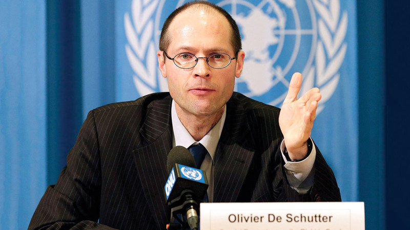 دو شوتر قال إن المانحين الدوليين منشغلون الآن بأزمات في أماكن أخرى.  أرشيفية