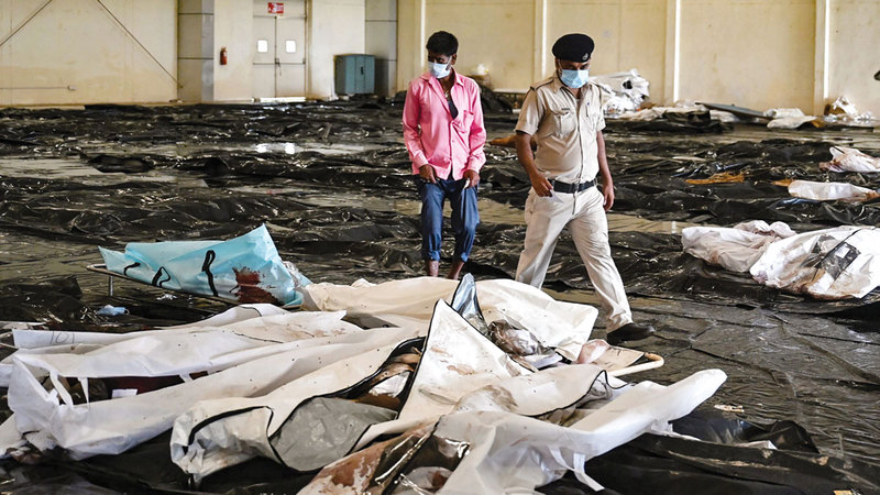 واحدة من صالات عرض الجثث.   أ.ف.ب