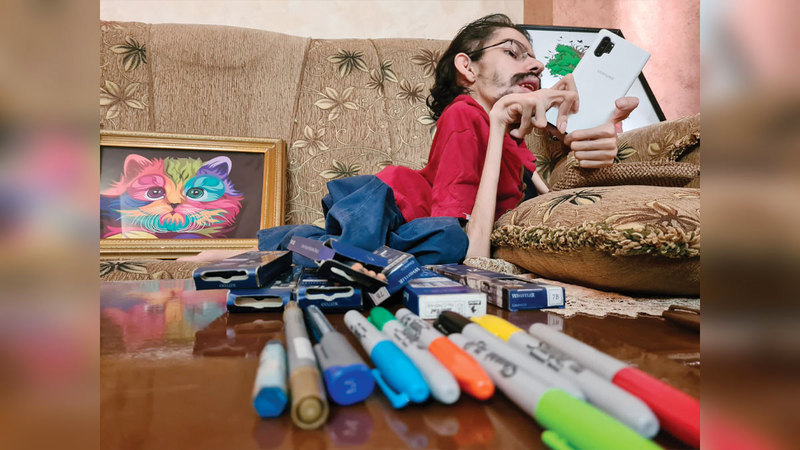 محمد الدلو تخصص في رسومات &laquo;الأنمي&raquo;.   الإمارات اليوم