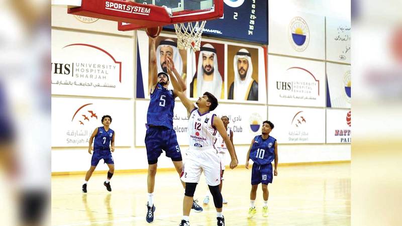 الموهبة الشابة حسن الشيبة خلال مشاركته مع فريق النصر أمام الشارقة في دوري سلة الشباب للموسم الماضي.  من المصدر