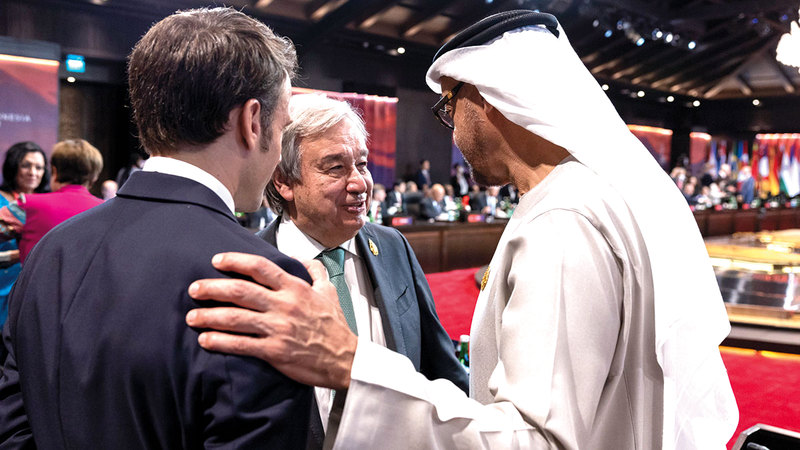 .. وفي حوار مع ماكرون وأمين عام الأمم المتحدة أنطونيو غوتيريش على هامش قمة الـ20. وام