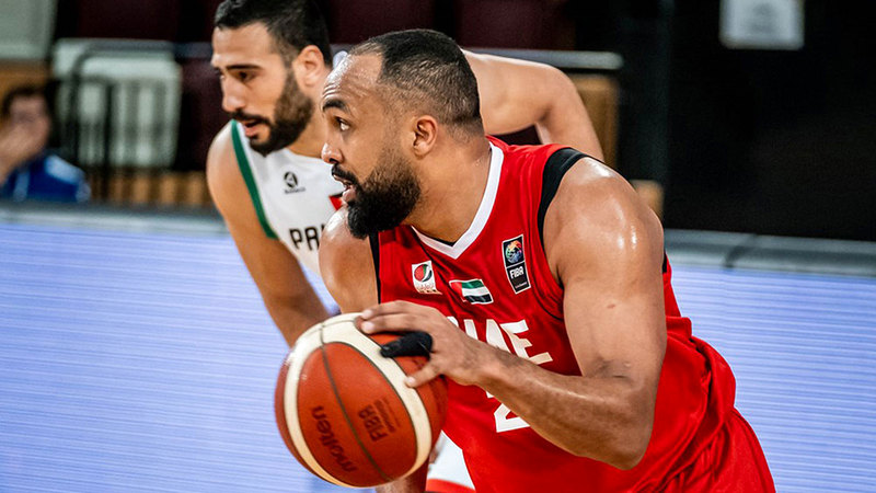 من لقاء منتخب السلة أمام فلسطين خلال فبراير الماضي في ختام النافذة الثانية من التصفيات الآسيوية. من المصدر