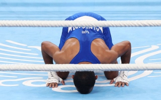 الصورة: النعيمي يضرب بقوة في «ملاكمة الآسياد» ويفوز بـ«القاضية»