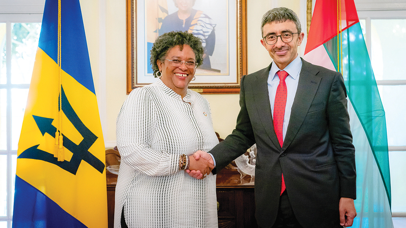 Abdullah bin Said discusses cooperative relations and climate file with Prime Minister of Barbados