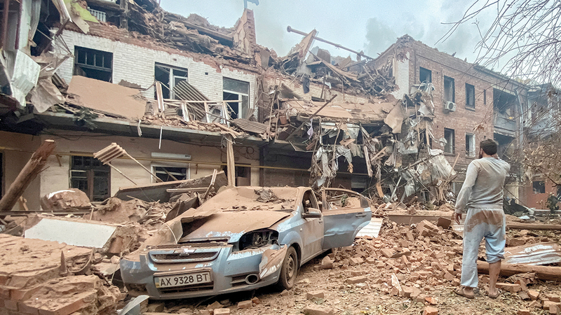 دمار خلّفته ضربات روسية على بعض مناطق أوكرانيا. أ.ف.ب