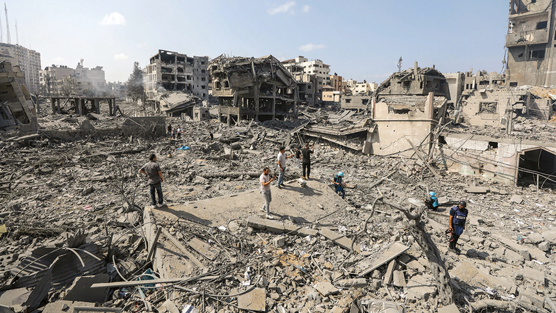 جانب من الدمار في غزة جراء الهجمات الإسرائيلية. إي.بي.إيه