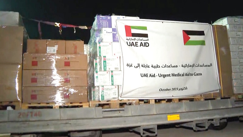 جانب من المساعدات الإماراتية العاجلة التي تم إرسالها إلى غزة. من المصدر
