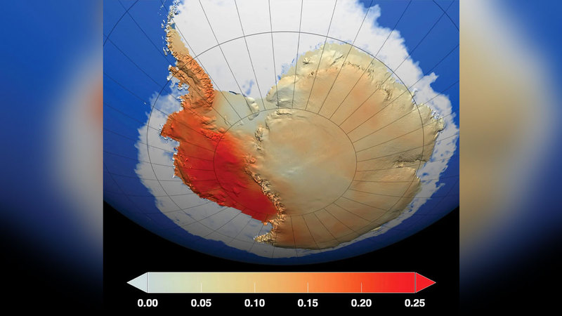 صورة تُظهر زيادة الحرارة في غرب القطب الجنوبي. أرشيفية
