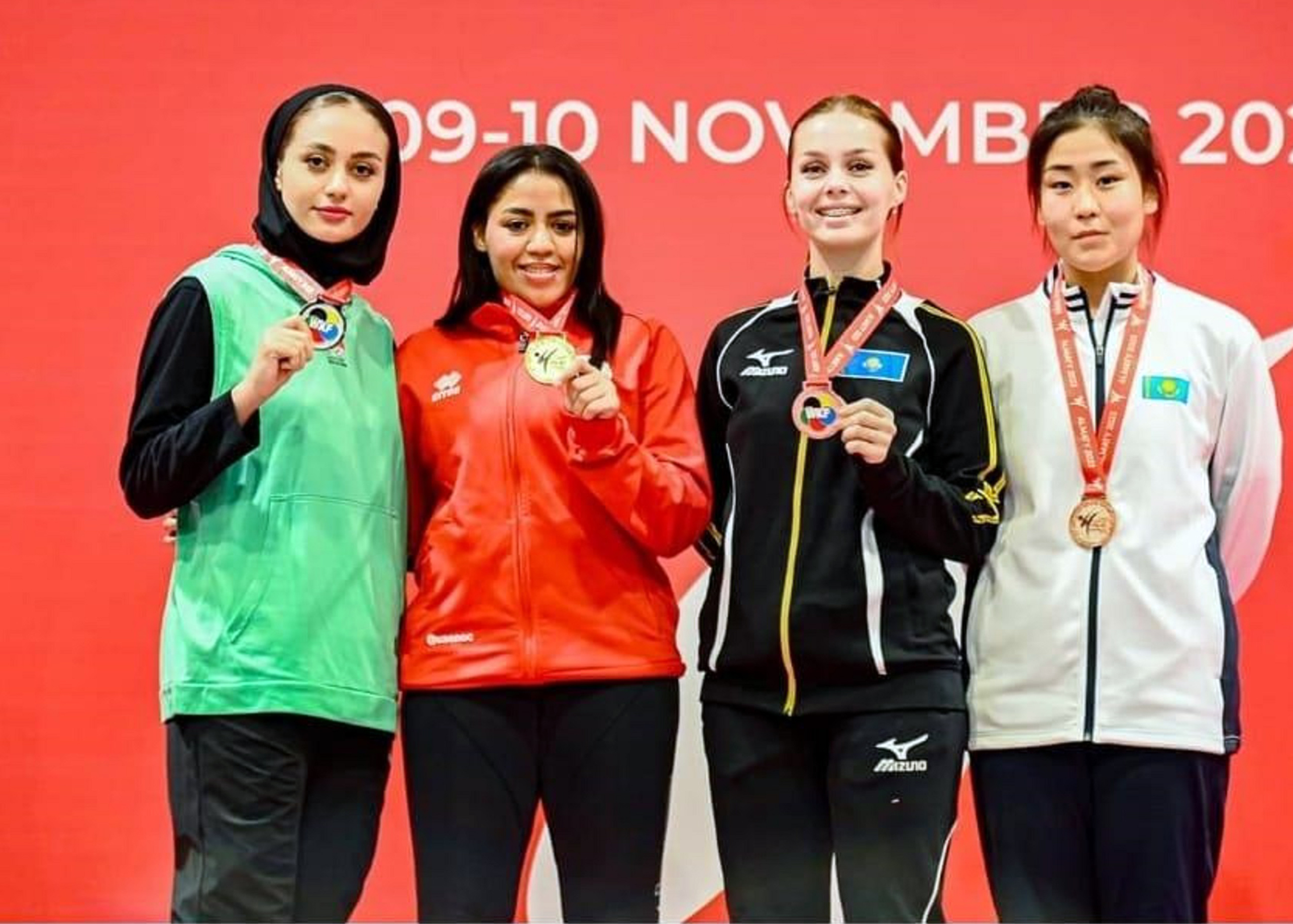 Hawraa Al-Ajmi and Fatima Khasif win gold in the Asian Karate Cup