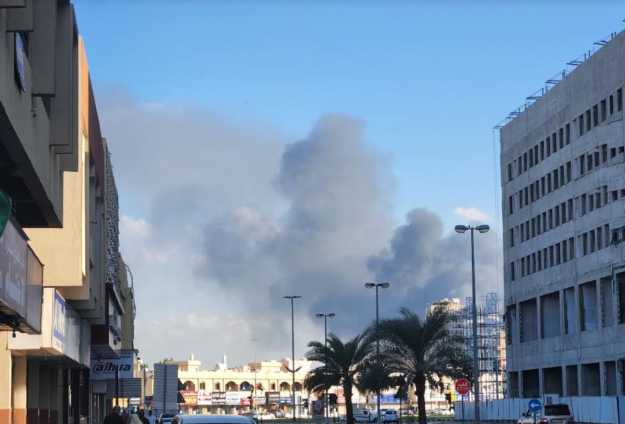 Controlling a fire in used car spare parts warehouses in Sharjah