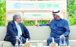 الصورة: رئيس الدولة يبحث مع أمين عام الأمم المتحدة أجندة «COP28»