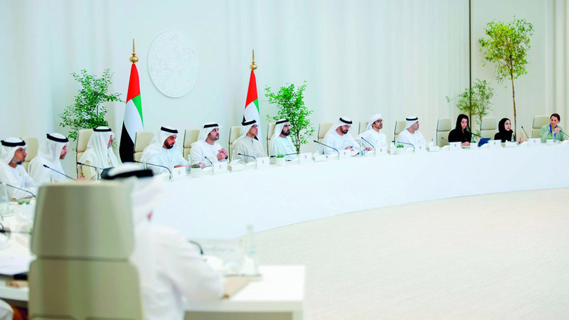 محمد بن راشد خلال ترؤسه اجتماع مجلس الوزراء في مدينة إكسبو دبي تزامناً مع انعقاد مؤتمر «COP28». وام