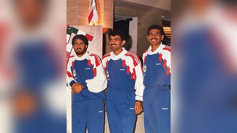 عبدالرحمن محمد (من اليسار) مع يوسف حسين وخالد إسماعيل مع المنتخب في كأس العالم  &laquo;إيطاليا 90&raquo;. من المصدر