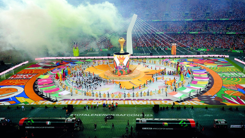 جانب من حفل افتتاح البطولة الإفريقية أول من أمس. أ.ب