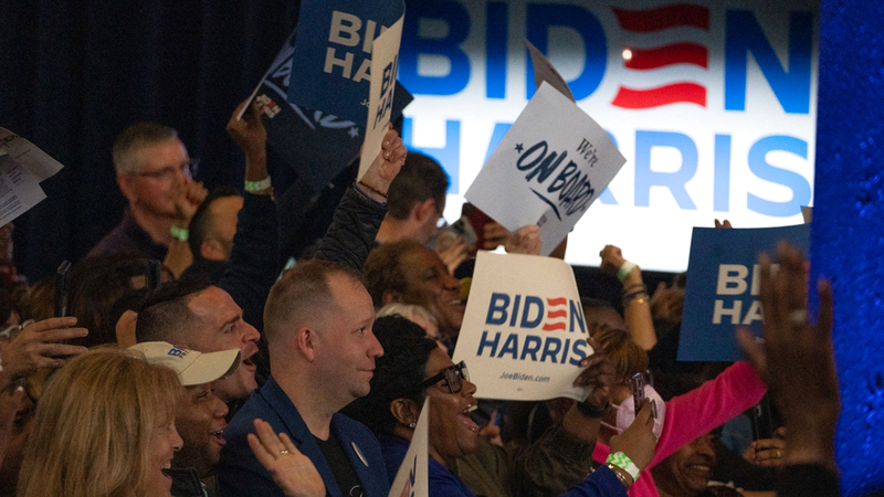 مؤيدو بايدن لمسوا تغيراً في نغمة خطاب الرئيس. أ.ف.ب