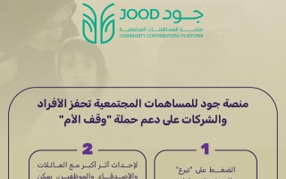 "جود" تحفز الأفراد والشركات على دعم حملة "وقف الأم"