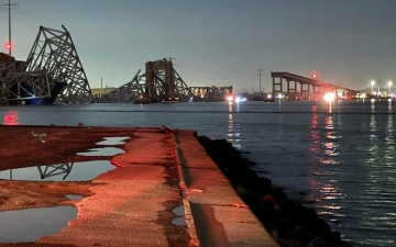 الصورة: إعلان حال الطوارئ في ولاية ماريلاند الأميركية بعد انهيار جسر في بالتيمور
