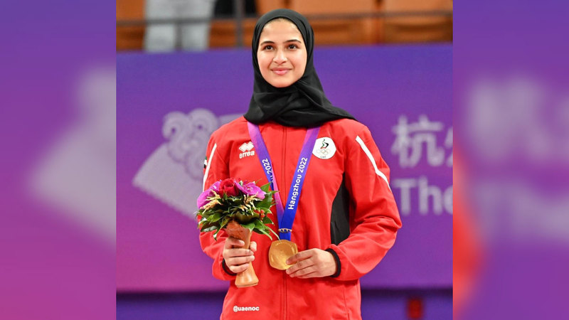 لاعبة نادي بني ياس والمنتخب الوطني للجوجيتسو أسماء الحوسني. من المصدر