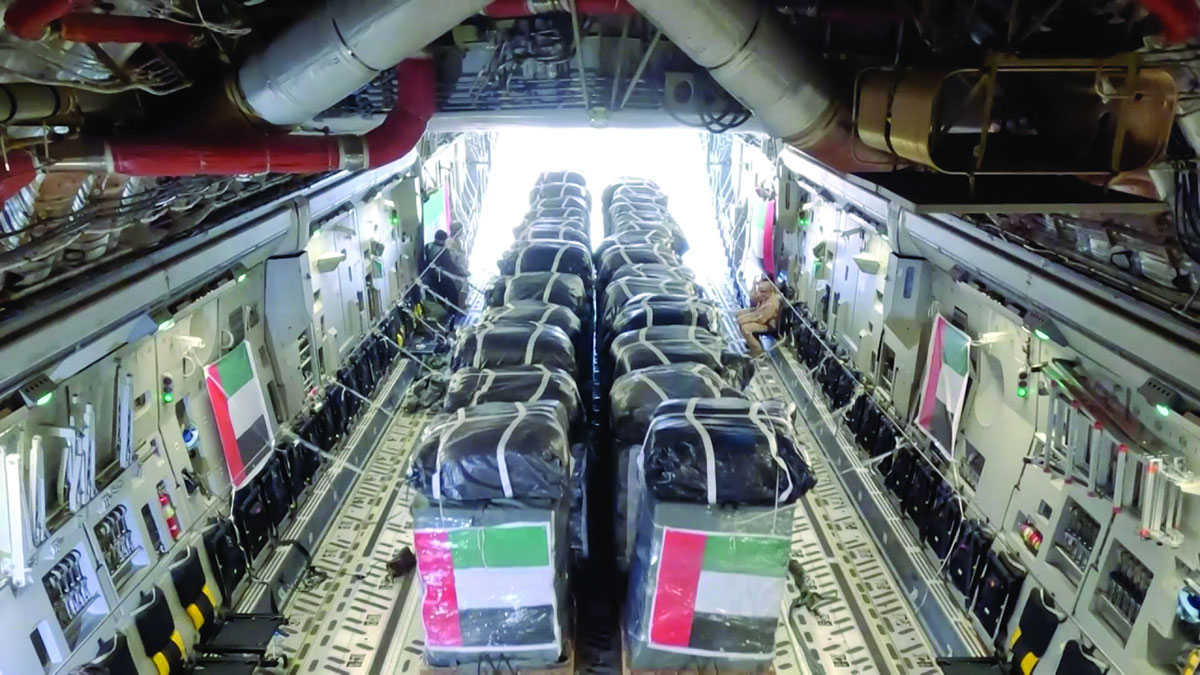 3 طائرات حملت 79 طناً من المساعدات الغذائية والإغاثية. من المصدر