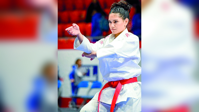 لاعبة نادي شباب الأهلي والمنتخب الوطني شيخة اليافعي. من المصدر