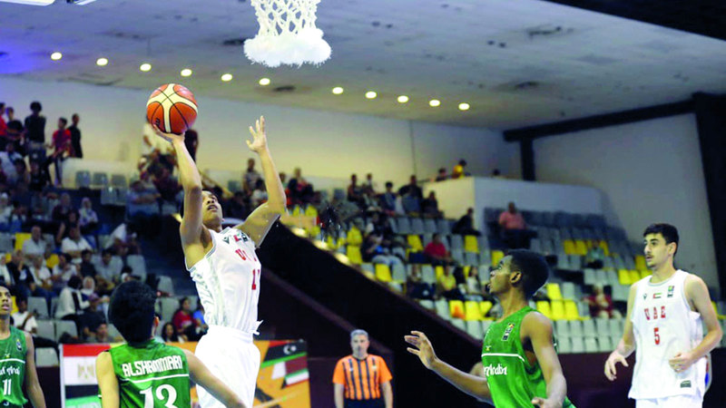 جانب من مشاركة منتخب الشباب في البطولة العربية لكرة السلة. من المصدر