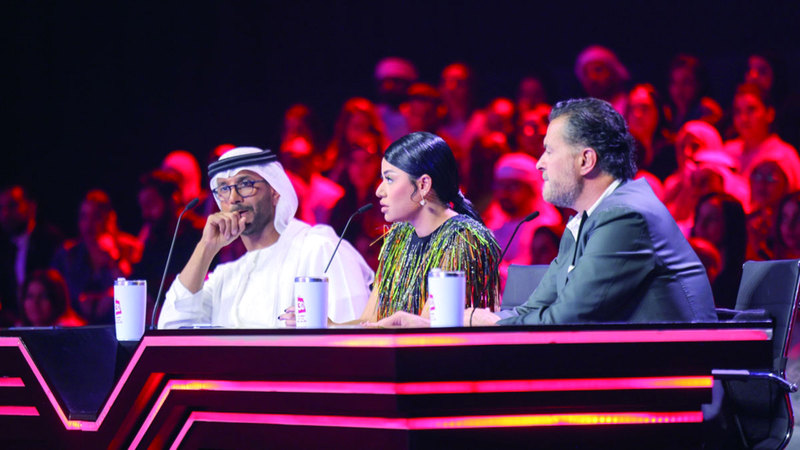 راغب علامة ورحمة رياض وفايز السعيد أعضاء لجنة تحكيم «إكس فاكتور دبي».  من المصدر