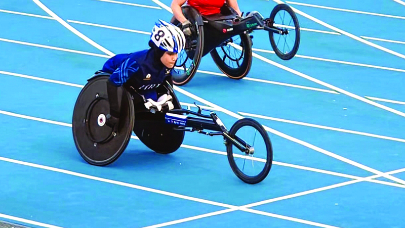 ميرة منصور خلال مشاركتها في بطولة فزاع الدولية الـ16 لألعاب القوى. من المصدر