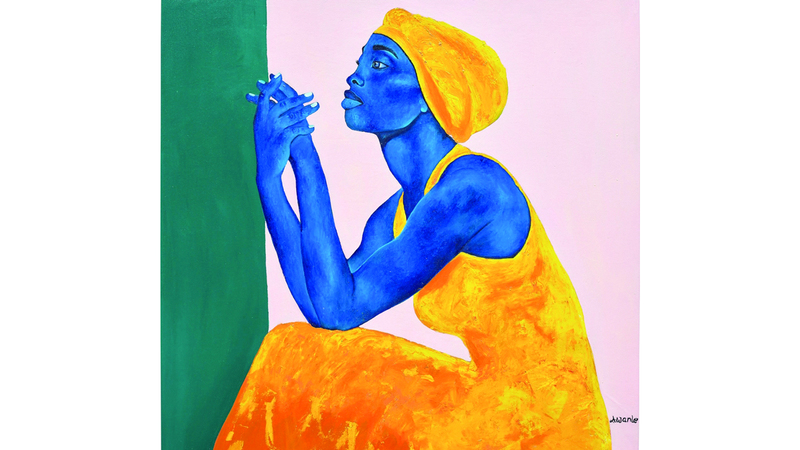 إحدى لوحات حواء آيبورو التي عرضتها خلال معرض نظمته في أكرا أخيراً. من المصدر