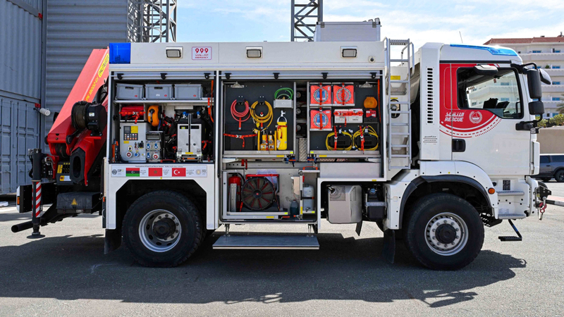 لقطة لإحدى شاحنات البحث والإنقاذ. تصوير: يوسف الهرمودي