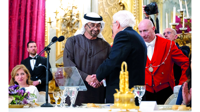 رئيس الدولة خلال لقائه رئيس إيطاليا. وام