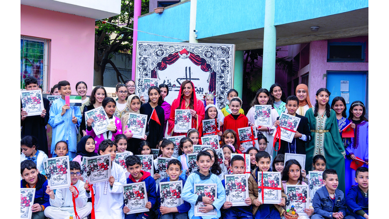 بدور القاسمي قدمت جلسة قرائية لتلاميذ مدرسة بالرباط شملت سرداً لكتابها «بيت الحكمة». من المصدر